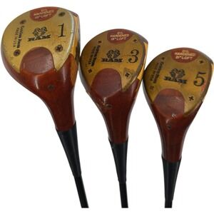 Ram Golf Golden Ram Oil Hardened USA Persimmon Driver, 3 & 5 Wood Bundle RH